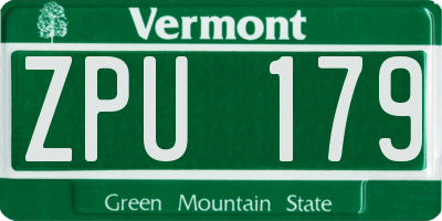 VT license plate ZPU179
