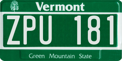 VT license plate ZPU181