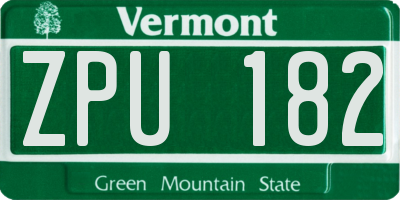 VT license plate ZPU182