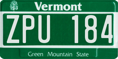 VT license plate ZPU184