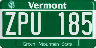VT license plate ZPU185