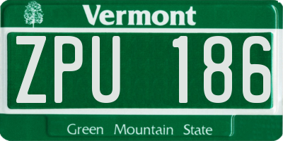 VT license plate ZPU186