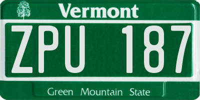 VT license plate ZPU187