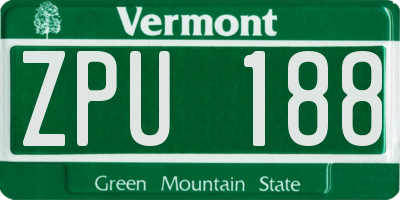 VT license plate ZPU188