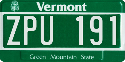 VT license plate ZPU191