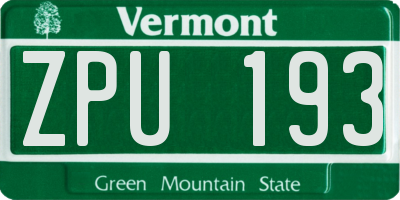 VT license plate ZPU193