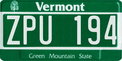 VT license plate ZPU194