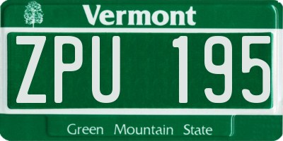 VT license plate ZPU195