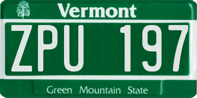 VT license plate ZPU197