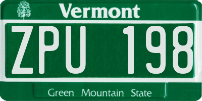 VT license plate ZPU198