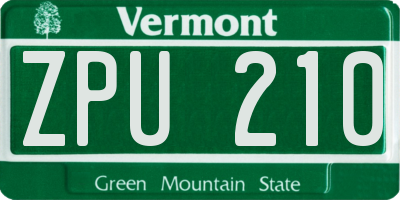 VT license plate ZPU210