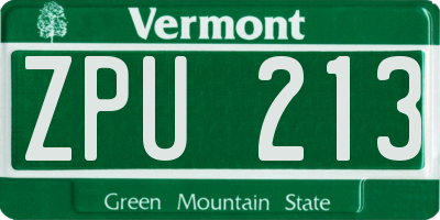 VT license plate ZPU213