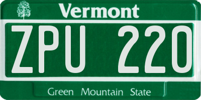 VT license plate ZPU220