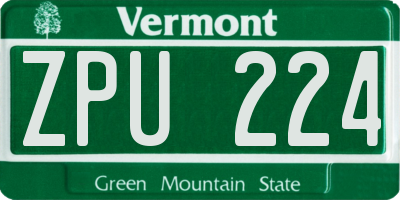 VT license plate ZPU224