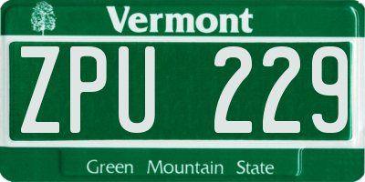 VT license plate ZPU229