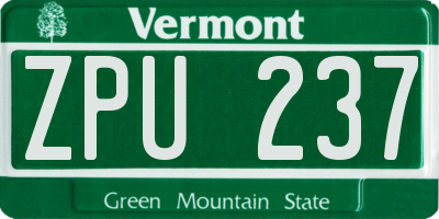 VT license plate ZPU237