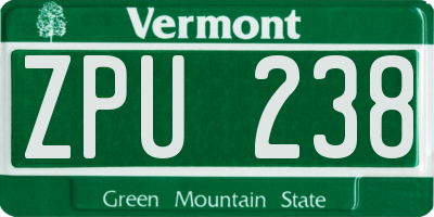 VT license plate ZPU238