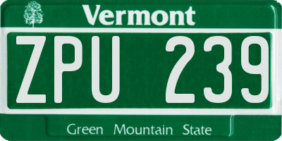 VT license plate ZPU239