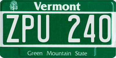 VT license plate ZPU240