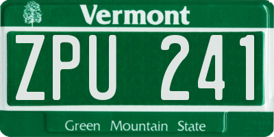 VT license plate ZPU241