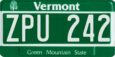 VT license plate ZPU242