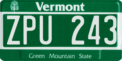 VT license plate ZPU243