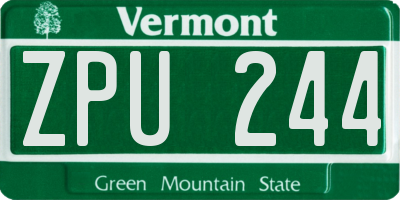 VT license plate ZPU244