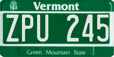 VT license plate ZPU245