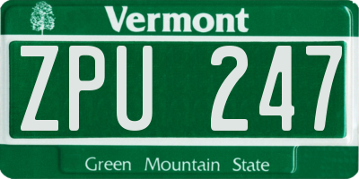 VT license plate ZPU247