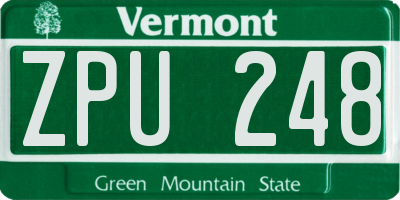 VT license plate ZPU248