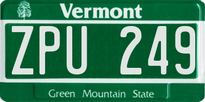 VT license plate ZPU249