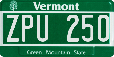 VT license plate ZPU250