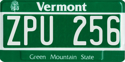 VT license plate ZPU256