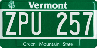 VT license plate ZPU257
