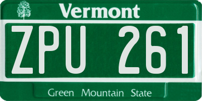 VT license plate ZPU261