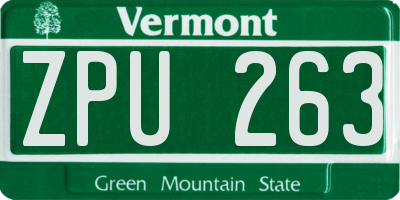 VT license plate ZPU263