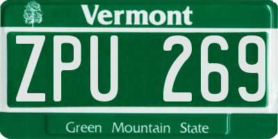 VT license plate ZPU269