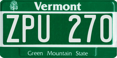 VT license plate ZPU270