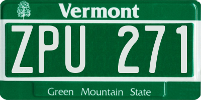 VT license plate ZPU271