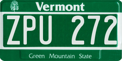 VT license plate ZPU272