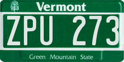 VT license plate ZPU273