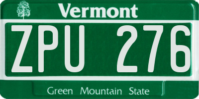 VT license plate ZPU276