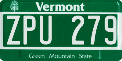 VT license plate ZPU279