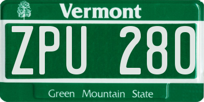 VT license plate ZPU280