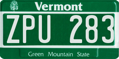 VT license plate ZPU283