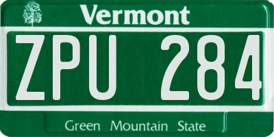 VT license plate ZPU284
