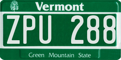 VT license plate ZPU288
