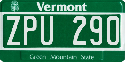 VT license plate ZPU290