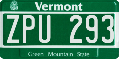 VT license plate ZPU293