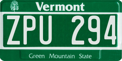 VT license plate ZPU294